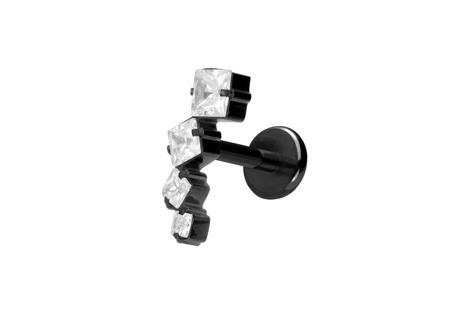 Titan Labret Piercing mit Push Fit KRISTALLBOGEN